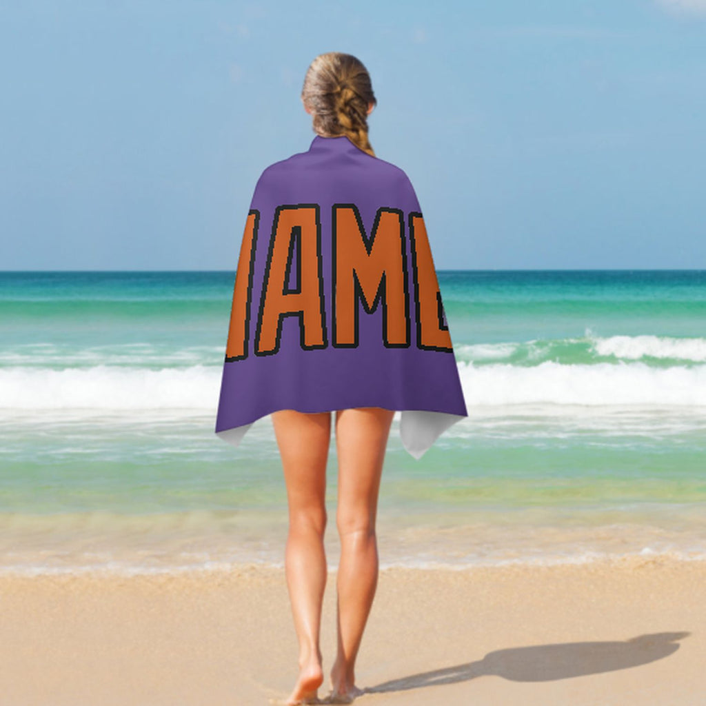 Custom Light Purple Orange Beach Towel