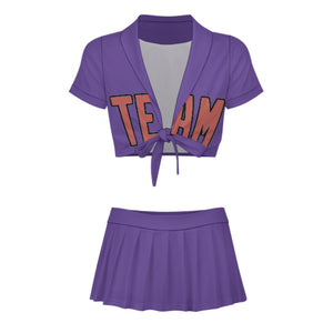 Custom Light Purple Copper Rose Cheerleading Uniform Set