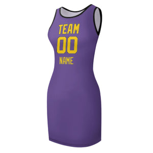 Custom Light Purple Gold Sleeveless Vest Dress