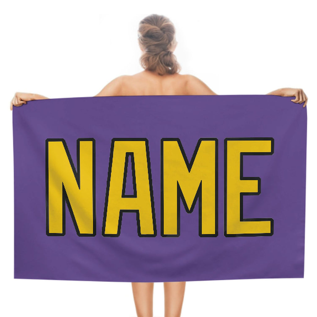 Custom Light Purple Gold Beach Towel