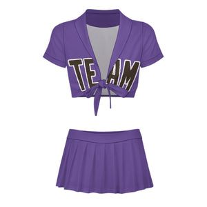 Custom Light Purple Brown Cheerleading Uniform Set