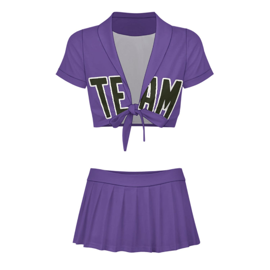 Custom Light Purple Olive Cheerleading Uniform Set
