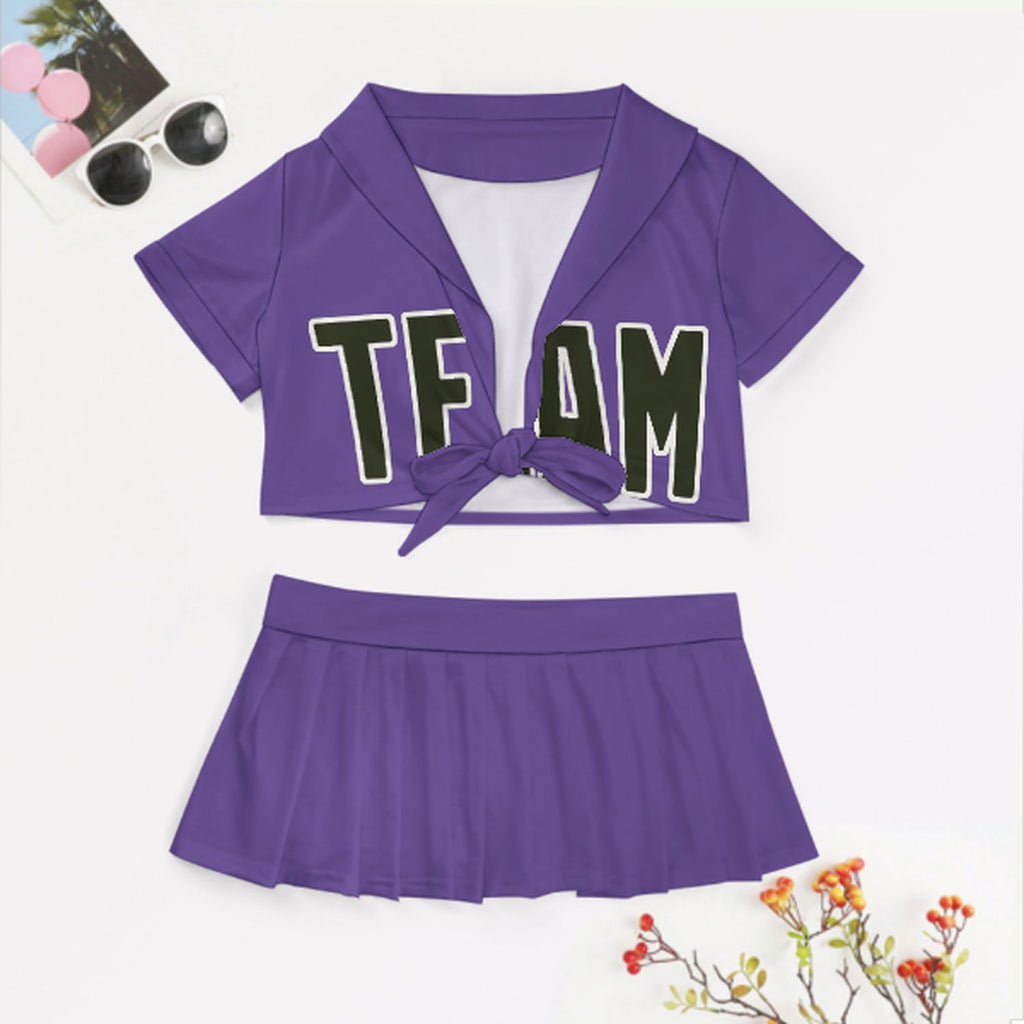 Custom Light Purple Olive Cheerleading Uniform Set