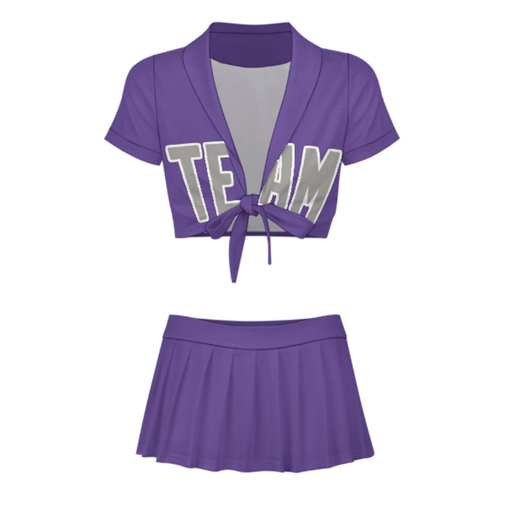 Custom Light Purple Gray Cheerleading Uniform Set