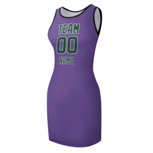 Custom Light Purple Green Sleeveless Vest Dress