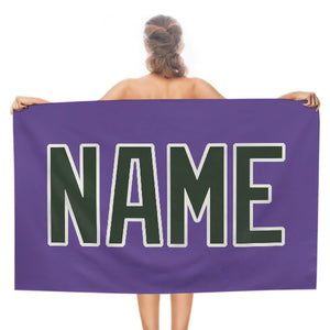 Custom Light Purple Dark Green Beach Towel