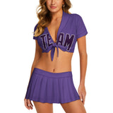 Custom Light Purple Purple Cheerleading Uniform Set