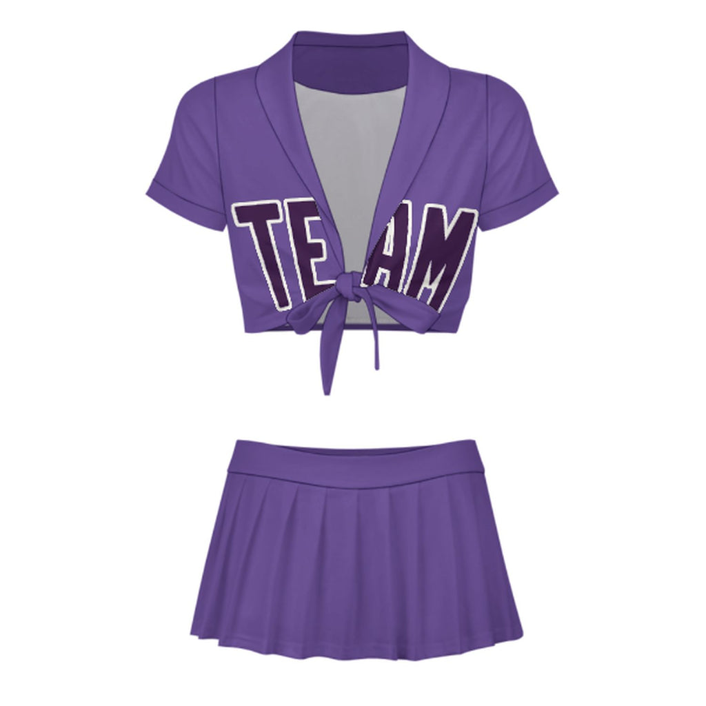Custom Light Purple Purple Cheerleading Uniform Set