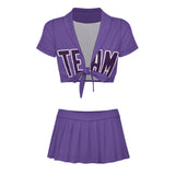 Custom Light Purple Purple Cheerleading Uniform Set