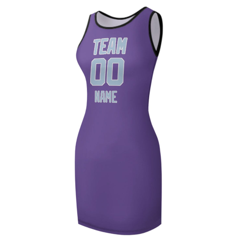 Custom Light Purple Light Blue Sleeveless Vest Dress