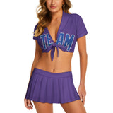 Custom Light Purple Sky Blue Cheerleading Uniform Set