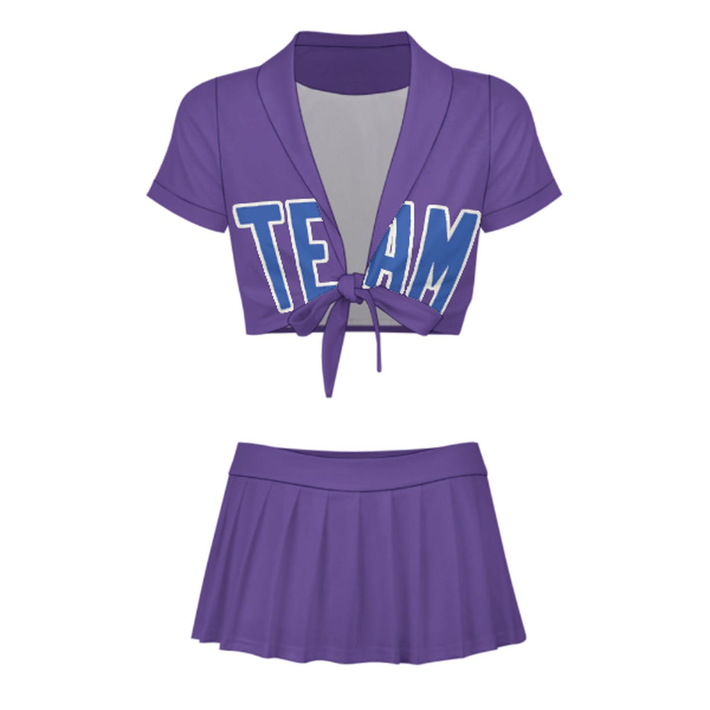 Custom Light Purple Sky Blue Cheerleading Uniform Set