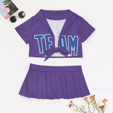 Custom Light Purple Sky Blue Cheerleading Uniform Set