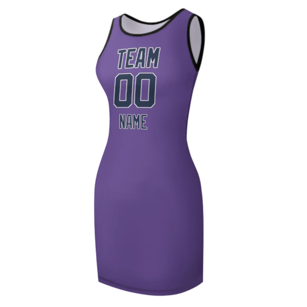 Custom Light Purple Blue Sleeveless Vest Dress