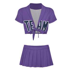 Custom Light Purple Blue Cheerleading Uniform Set
