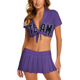 Custom Light Purple Navy Cheerleading Uniform Set