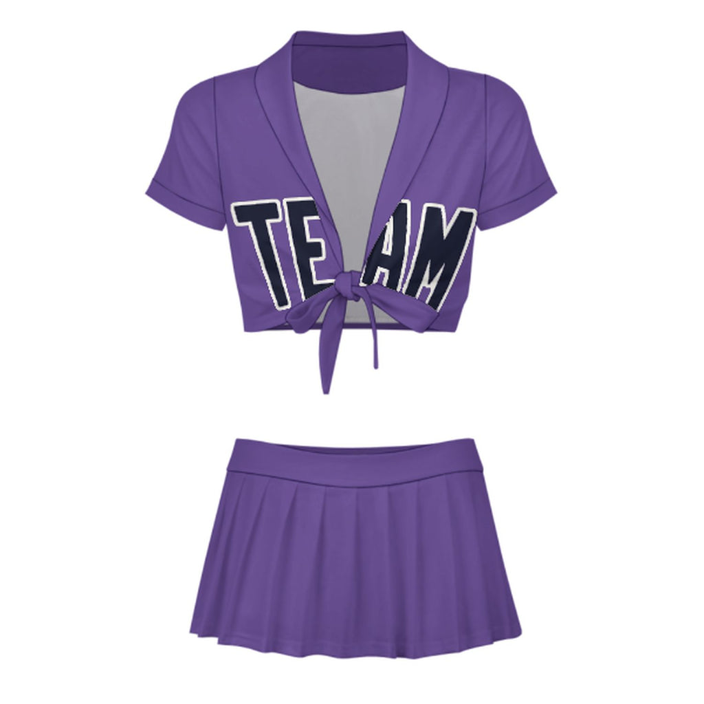 Custom Light Purple Navy Cheerleading Uniform Set