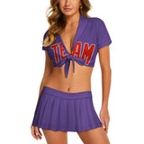 Custom Light Purple Orange Red Cheerleading Uniform Set