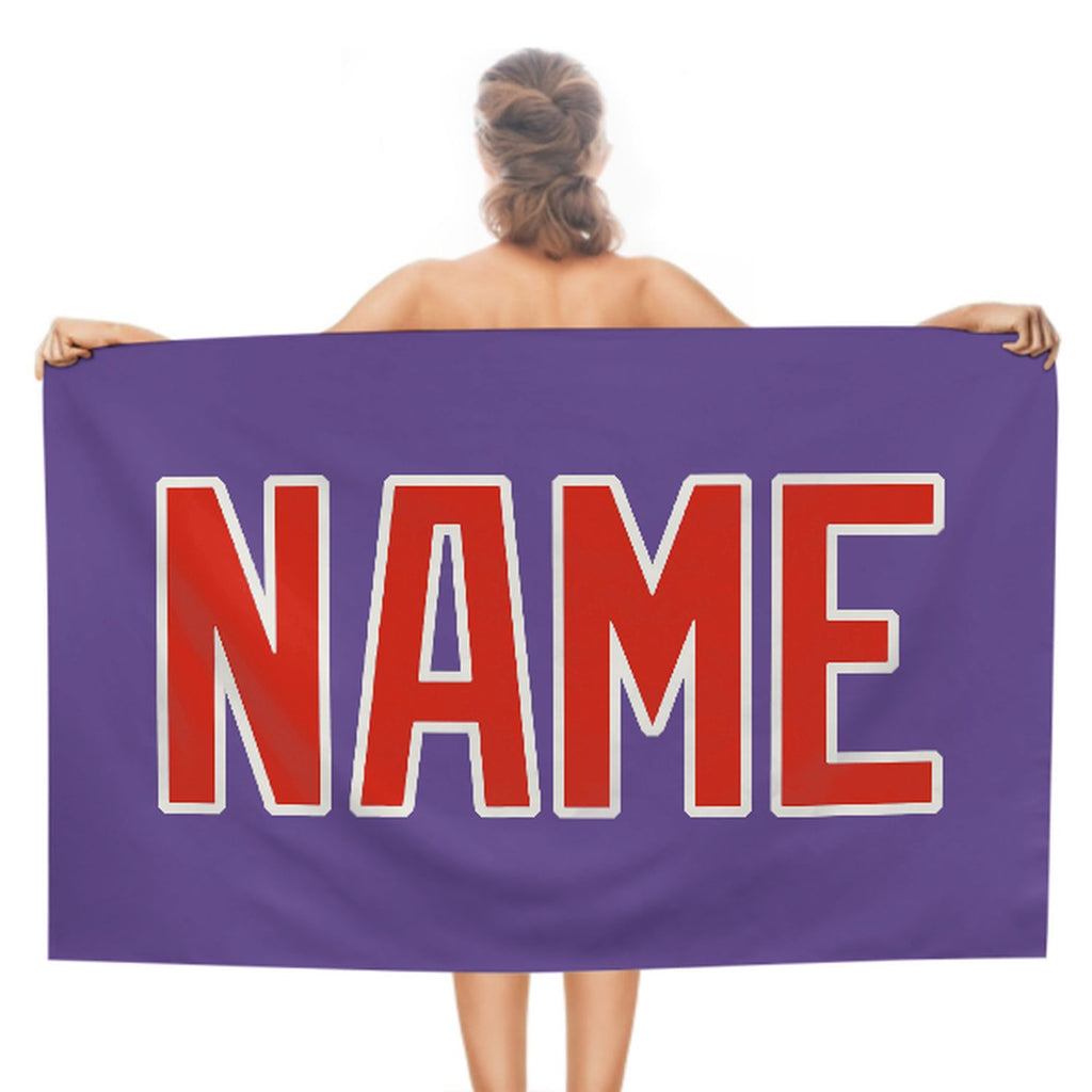Custom Light Purple Orange Red Beach Towel