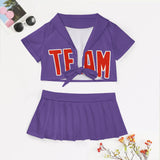 Custom Light Purple Orange Red Cheerleading Uniform Set