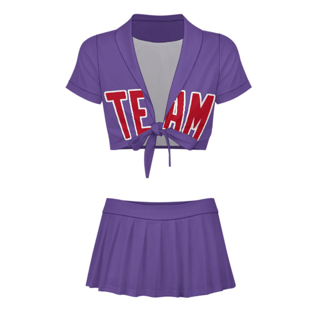 Custom Light Purple Red Cheerleading Uniform Set
