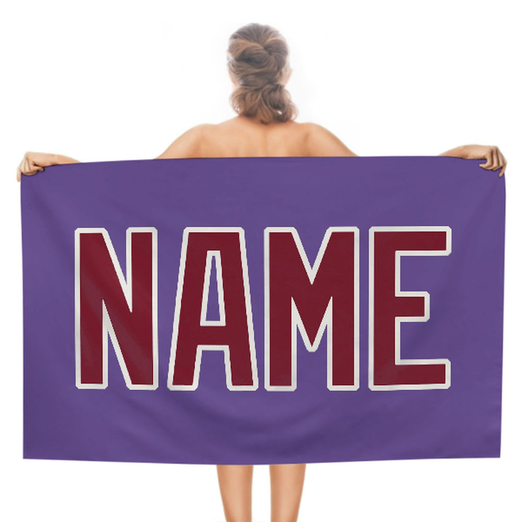 Custom Light Purple Crimson Red Beach Towel