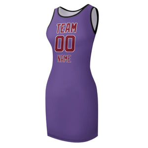 Custom Light Purple Crimson Red Sleeveless Vest Dress