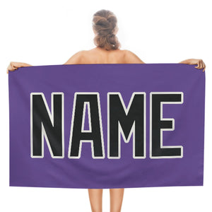 Custom Light Purple Black Beach Towel