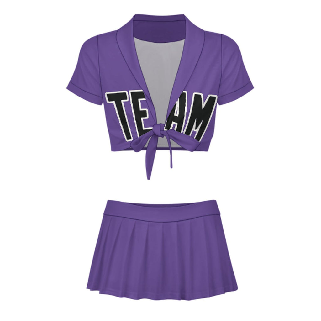 Custom Light Purple Black Cheerleading Uniform Set