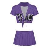 Custom Light Purple Black Cheerleading Uniform Set
