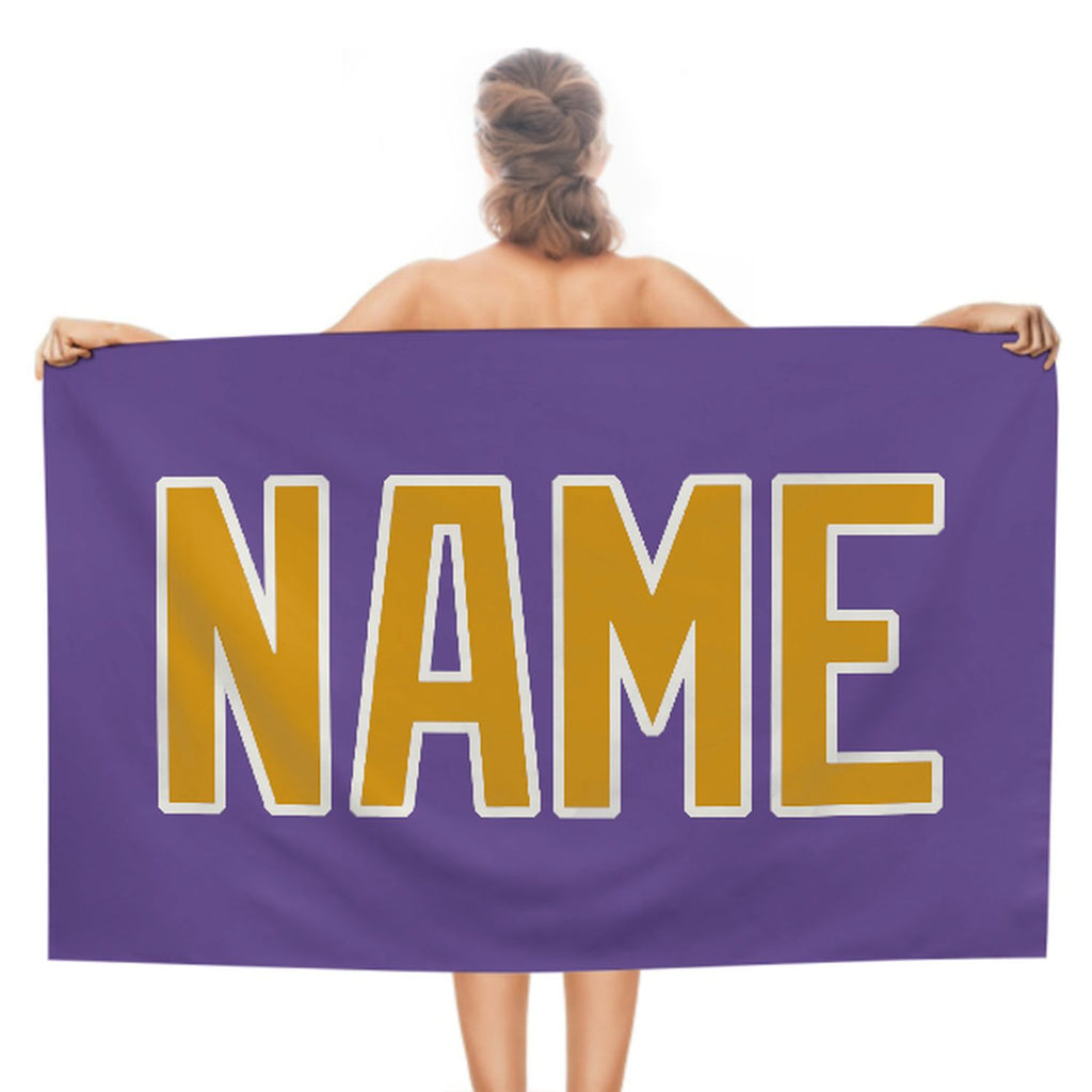 Custom Light Purple Yellow Beach Towel
