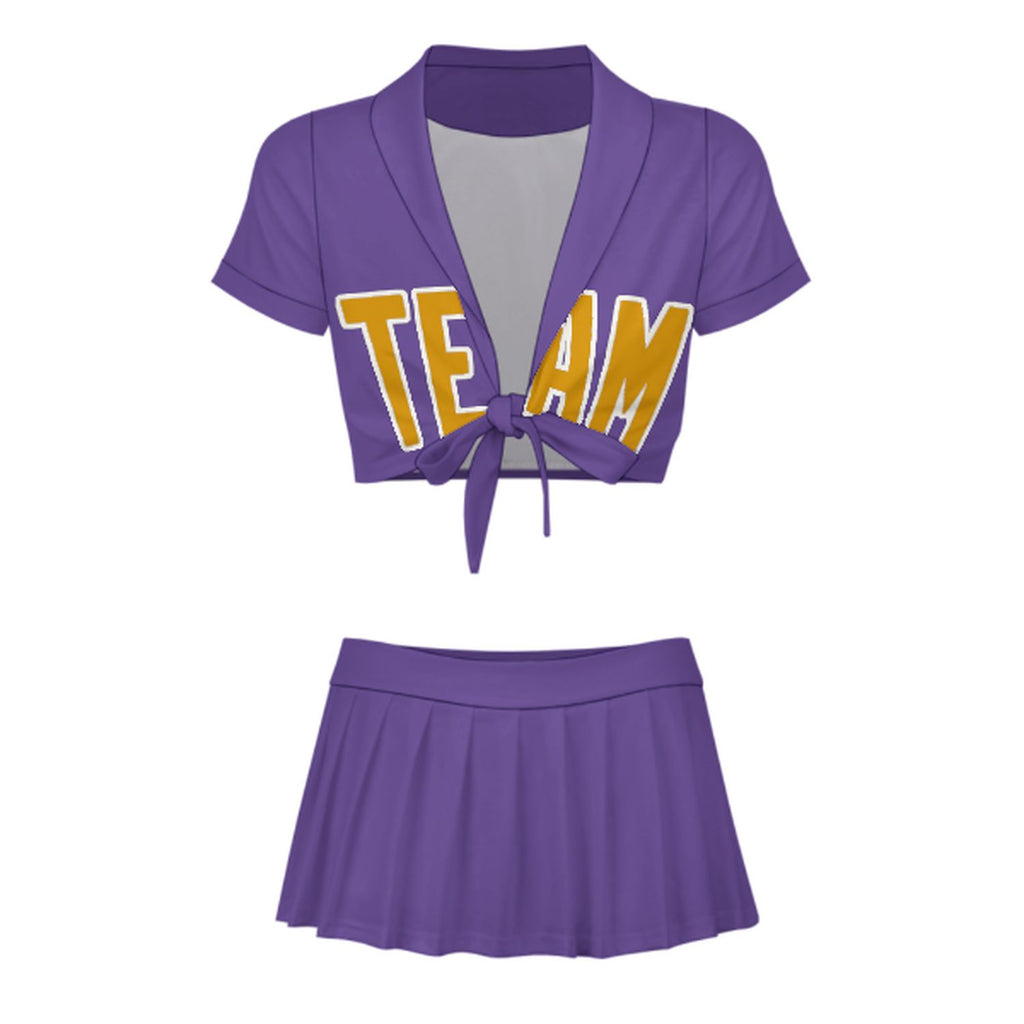 Custom Light Purple Yellow Cheerleading Uniform Set