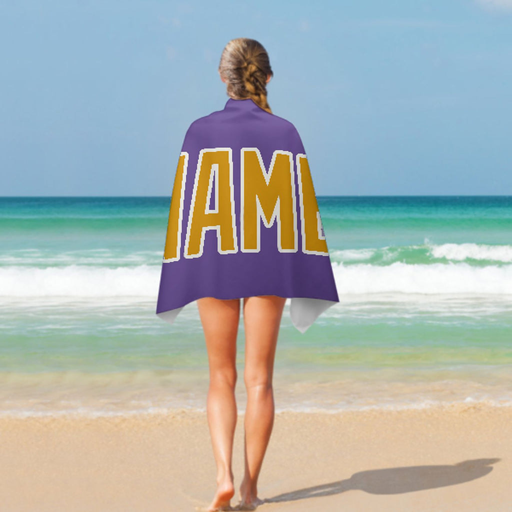 Custom Light Purple Yellow Beach Towel