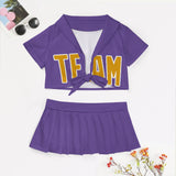 Custom Light Purple Yellow Cheerleading Uniform Set
