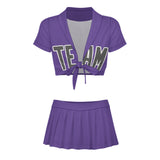 Custom Light Purple Dark Grey Cheerleading Uniform Set