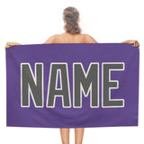 Custom Light Purple Dark Grey Beach Towel