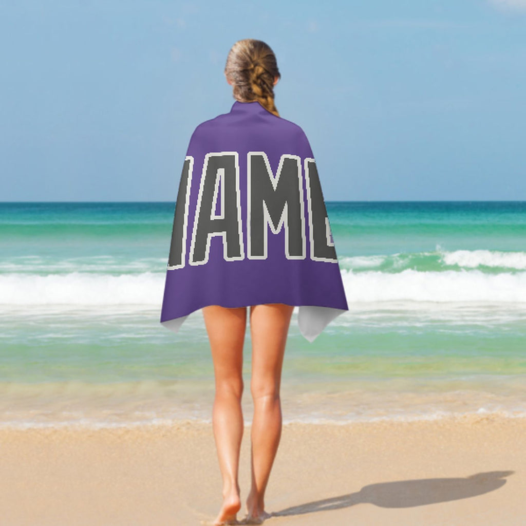 Custom Light Purple Dark Grey Beach Towel