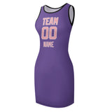 Custom Light Purple Light Pink Sleeveless Vest Dress