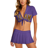 Custom Light Purple Khaki Cheerleading Uniform Set