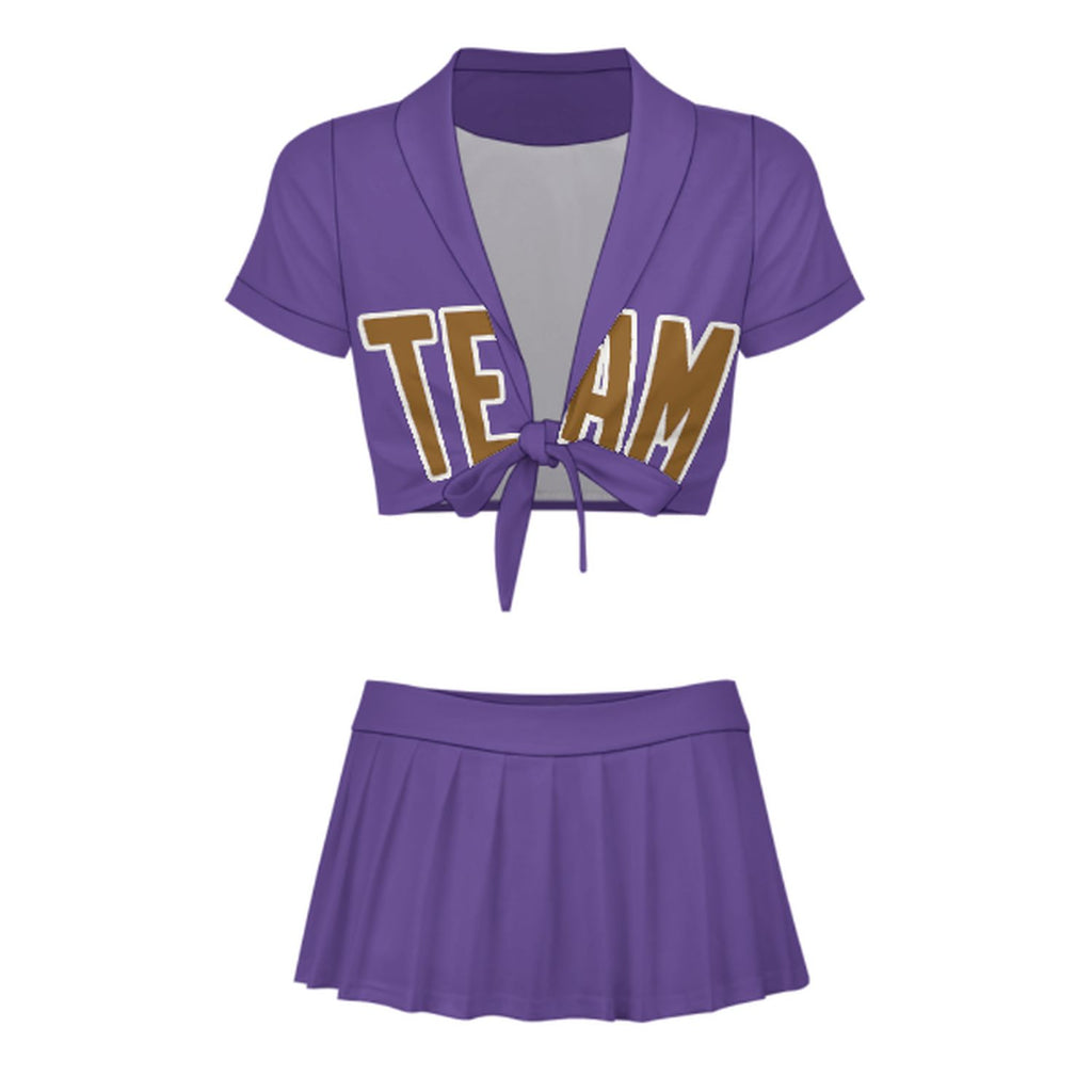 Custom Light Purple Khaki Cheerleading Uniform Set