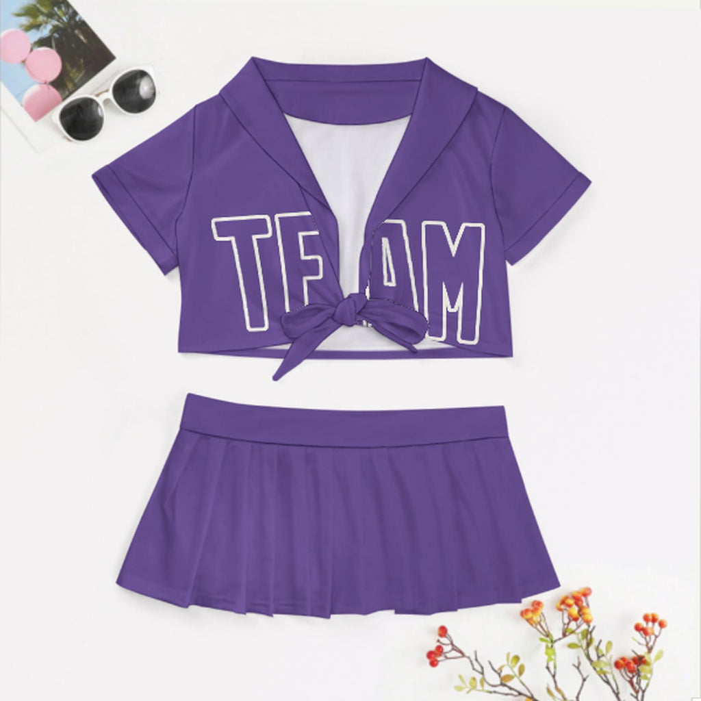 Custom Light Purple Light Purple Cheerleading Uniform Set