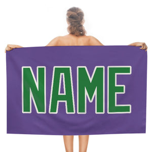 Custom Light Purple Emerald Green Beach Towel
