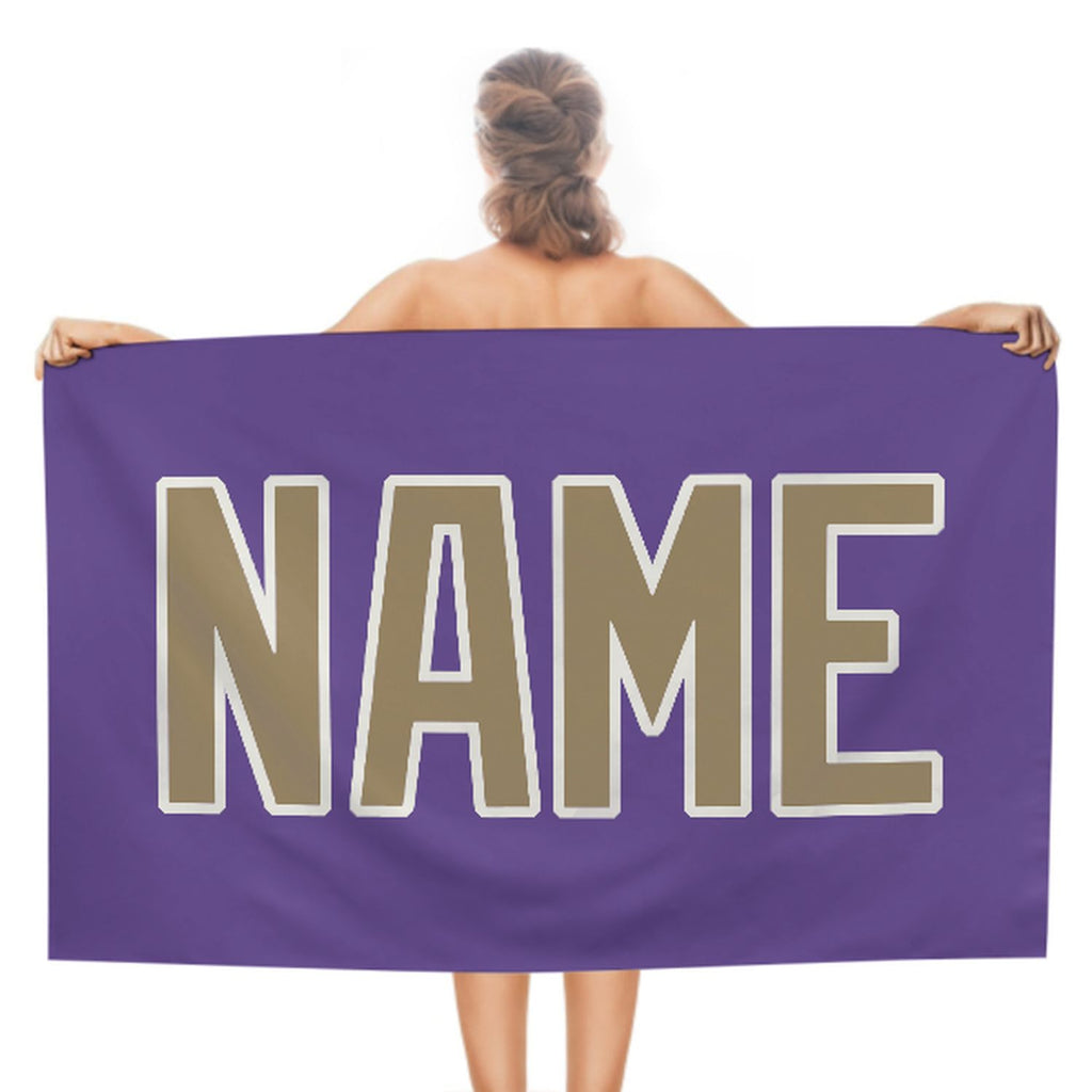 Custom Light Purple Light Khaki Beach Towel