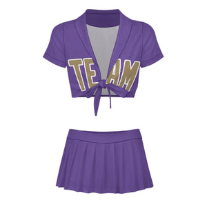 Custom Light Purple Light Khaki Cheerleading Uniform Set