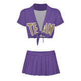 Custom Light Purple Light Khaki Cheerleading Uniform Set