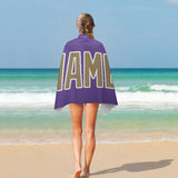Custom Light Purple Light Khaki Beach Towel