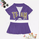 Custom Light Purple Light Khaki Cheerleading Uniform Set