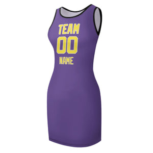 Custom Light Purple Light Yellow Sleeveless Vest Dress