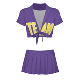 Custom Light Purple Light Yellow Cheerleading Uniform Set