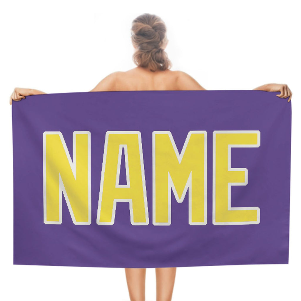 Custom Light Purple Light Yellow Beach Towel